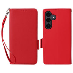 Étui portefeuille en cuir PU texturé pour Samsung Galaxy S25 FE avec dragonne 