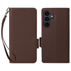 Étui portefeuille en cuir PU texturé pour Samsung Galaxy S25 FE avec dragonne 