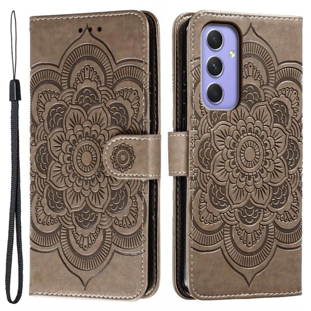 Für Samsung Galaxy S25 FE Hülle PU-Leder Mandala Aufdruck Design Brieftasche Handyhülle mit Handschlaufe 