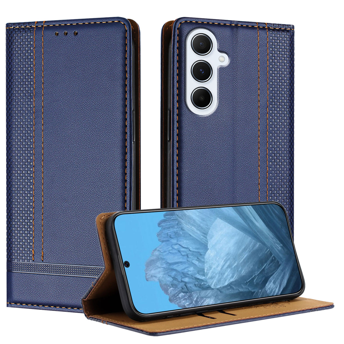 For Samsung Galaxy A17 5G / A17 4G / A26 5G Case L-Shaped Grid Pattern Leather Stand Phone Cover with Card Slots - TechGearPal