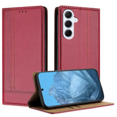 For Samsung Galaxy A17 5G / A26 5G Case L-Shaped Grid Pattern Leather Stand Phone Cover with Card Slots