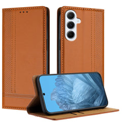 For Samsung Galaxy A17 5G / A26 5G Case L-Shaped Grid Pattern Leather Stand Phone Cover with Card Slots