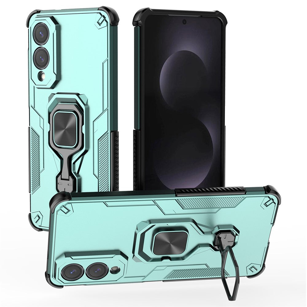 For Samsung Galaxy S25 Edge Case Rotatable Ring Kickstand PC + TPU Shockproof Phone Cover - TechGearPal