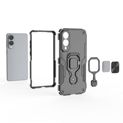 For Samsung Galaxy S25 Edge Case Rotatable Ring Kickstand PC + TPU Shockproof Phone Cover