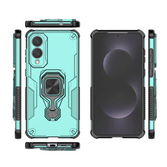 For Samsung Galaxy S25 Edge Case Rotatable Ring Kickstand PC + TPU Shockproof Phone Cover