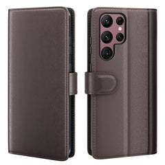 For Samsung Galaxy S23 Ultra Case Genuine Split Leather Phone Cover with Wallet Stand