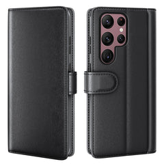 For Samsung Galaxy S23 Ultra Case Genuine Split Leather Phone Cover with Wallet Stand