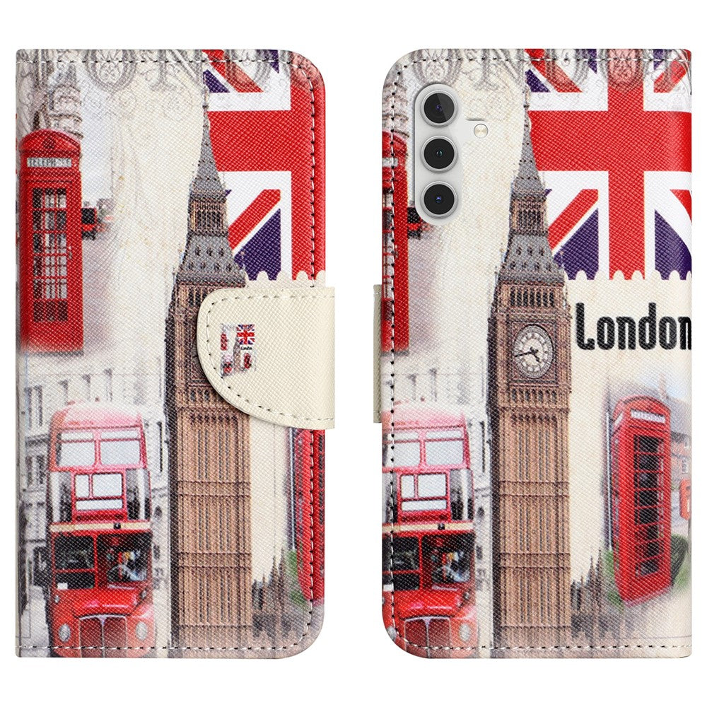 For Samsung Galaxy S25 FE Case Pattern Printing Cross Texture Leather Phone Cover