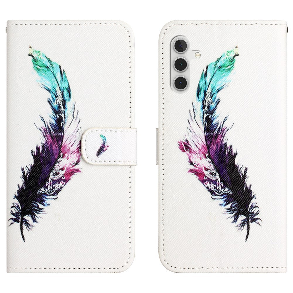 Für Samsung Galaxy S25 FE Hülle Musterdruck PU Leder Brieftasche Telefonabdeckung Kreuztextur 