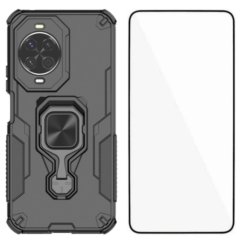 Coque arrière Wanlonfeng en polycarbonate et TPU avec béquille et verre trempé pour Huawei Nova 14 5G 