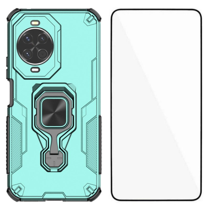 Coque arrière Wanlonfeng en polycarbonate et TPU avec béquille et verre trempé pour Huawei Nova 14 5G 