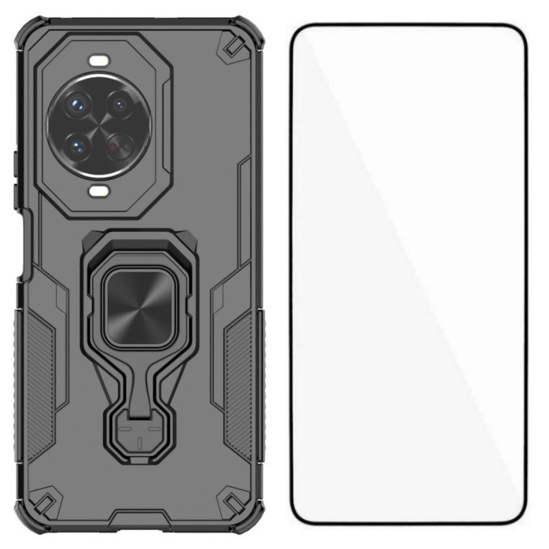 Coque arrière Wanlonfeng en polycarbonate et TPU avec béquille et verre trempé pour Huawei Nova 14 Pro 5G 