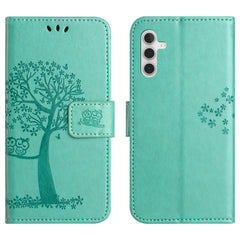 For Samsung Galaxy S25 FE Case PU Leather Owl Tree Imprinted Wallet Phone Cover with Strap