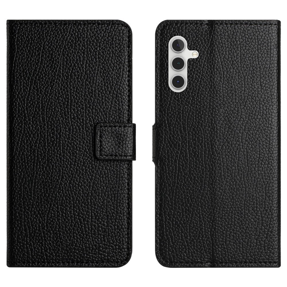 Für Samsung Galaxy S25 FE Hülle PU Leder Brieftasche Handyhülle Litchi Textur, Schwarz 