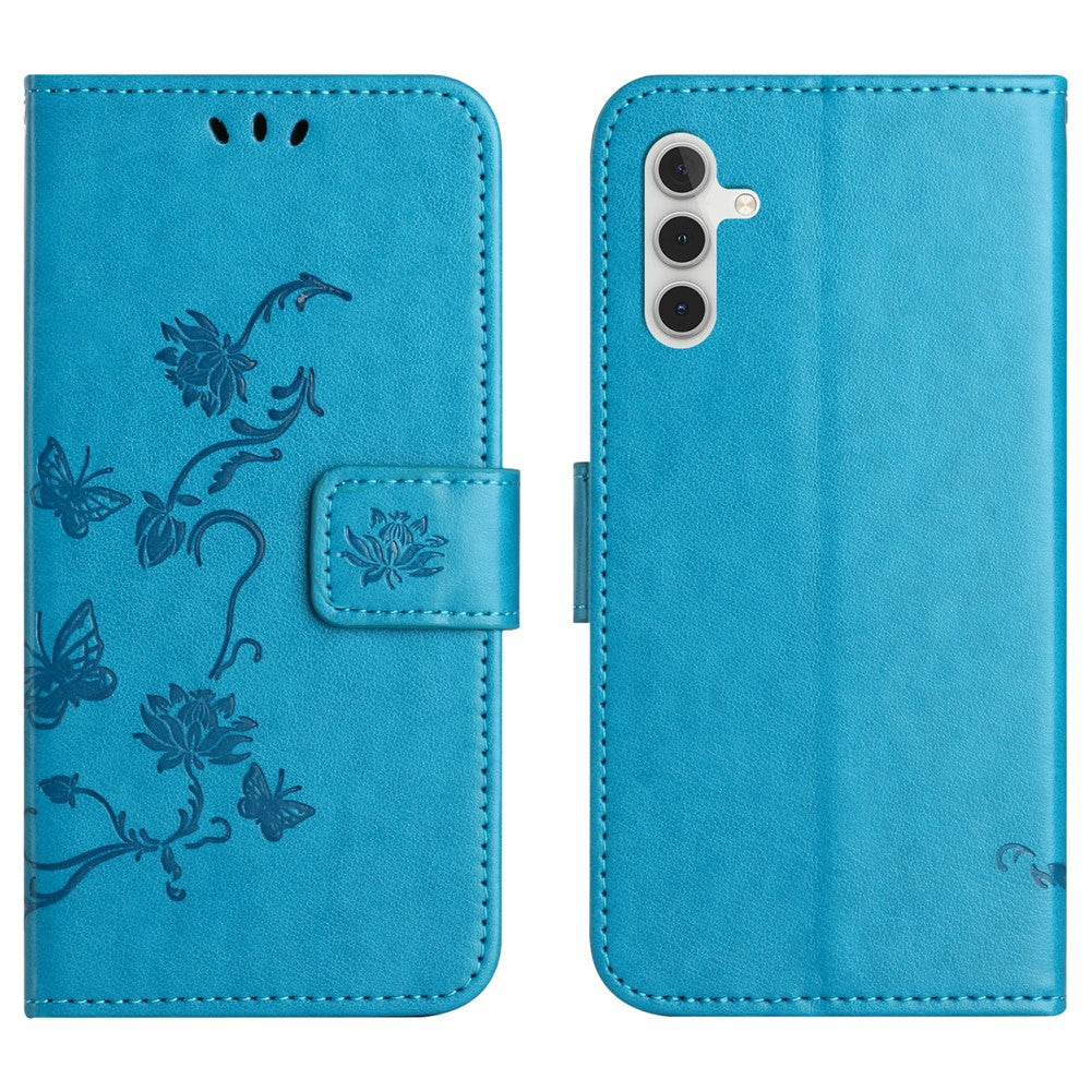 For Samsung Galaxy S25 FE Case Wallet Stand Imprinted Butterfly Flower PU Leather Phone Cover - TechGearPal