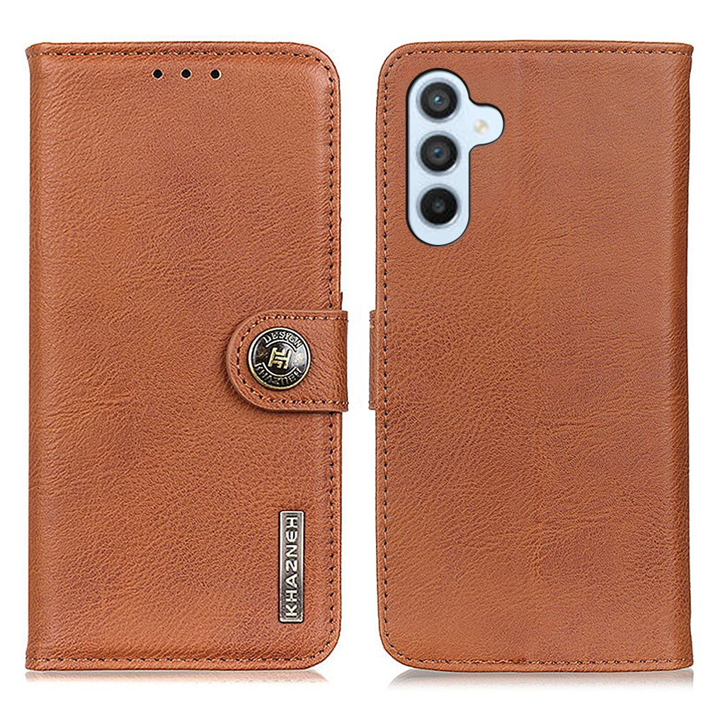 KHAZNEH Für Samsung Galaxy S25 FE Brieftasche Fall Rindsleder Textur Leder Flip Telefon Abdeckung 