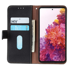 KHAZNEH For Samsung Galaxy S25 FE Case Genuine Cow Leather Flip Phone Cover