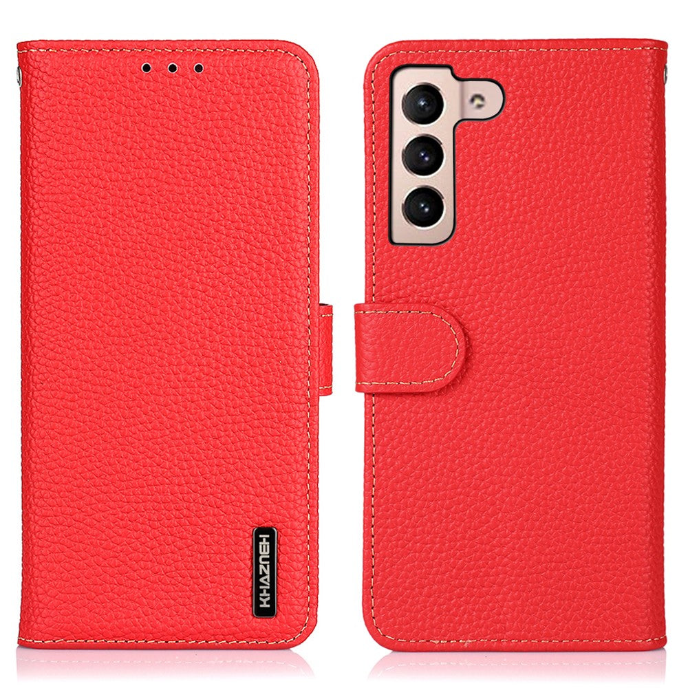 KHAZNEH For Samsung Galaxy S25 FE Case Genuine Cow Leather Flip Phone Cover