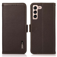 KHAZNEH For Samsung Galaxy S25 FE Phone Case Genuine Cow Leather Cover RFID Blocking