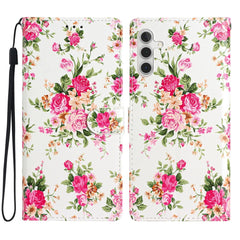Étui portefeuille en cuir PU avec motif imprimé et sangle pour Samsung Galaxy S25 FE 