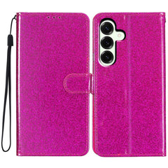 For Samsung Galaxy S25 FE Wallet Case Glitter Anti-Scratch Leather Stand Phone Cover with Strap