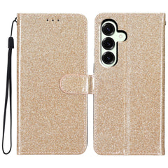 For Samsung Galaxy S25 FE Wallet Case Glitter Anti-Scratch Leather Stand Phone Cover with Strap