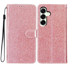 For Samsung Galaxy S25 FE Wallet Case Glitter Anti-Scratch Leather Stand Phone Cover with Strap