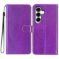 For Samsung Galaxy S25 FE Wallet Case Glitter Anti-Scratch Leather Stand Phone Cover with Strap