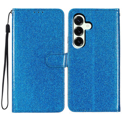 For Samsung Galaxy S25 FE Wallet Case Glitter Anti-Scratch Leather Stand Phone Cover with Strap