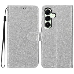 For Samsung Galaxy S25 FE Wallet Case Glitter Anti-Scratch Leather Stand Phone Cover with Strap