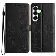 For Samsung Galaxy S25 FE Wallet Phone Case Butterfly Floral Imprint Leather Flip Cover with Strap