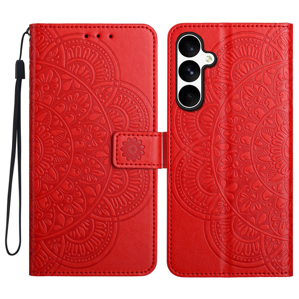 For Samsung Galaxy S25 FE Leather Case with Card Slots Mandala Pattern Phone Cover Stand - TechGearPal