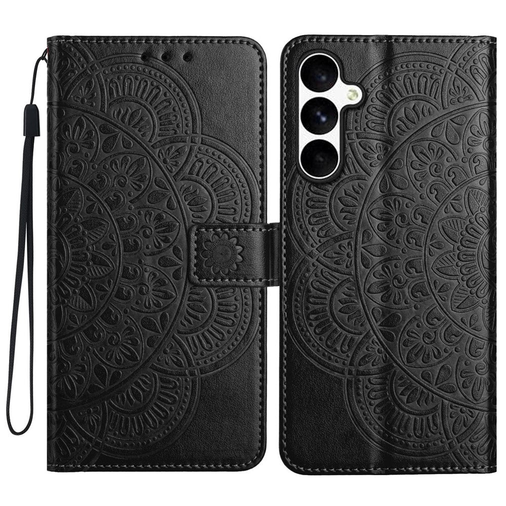 Für Samsung Galaxy S25 FE Ledertasche mit Kartenfächern Mandala Muster Telefonabdeckung Stand 