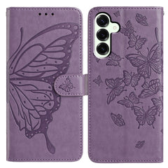 For Samsung Galaxy S25 FE Case Butterfly Imprinted Wallet Stand PU Leather Flip Phone Cover with Strap