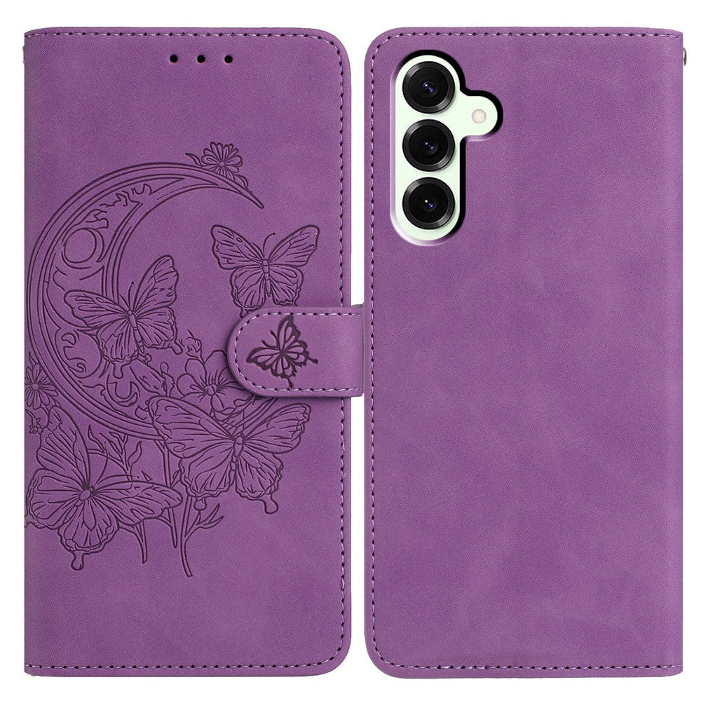 For Samsung Galaxy S25 FE Case Butterfly Flower Imprinted PU Leather Wallet Stand Phone Cover