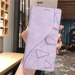 Étui portefeuille à rabat en cuir pour Samsung Galaxy S25 FE, motif triangle imprimé 