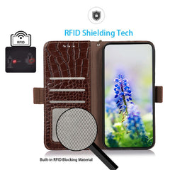 For Samsung Galaxy S25 FE Case RFID Blocking Wallet Crocodile Texture Genuine Cow Leather Phone Cover