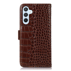 For Samsung Galaxy S25 FE Case RFID Blocking Wallet Crocodile Texture Genuine Cow Leather Phone Cover
