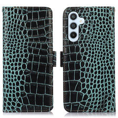 For Samsung Galaxy S25 FE Case RFID Blocking Wallet Crocodile Texture Genuine Cow Leather Phone Cover