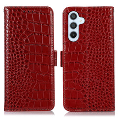For Samsung Galaxy S25 FE Case RFID Blocking Wallet Crocodile Texture Genuine Cow Leather Phone Cover