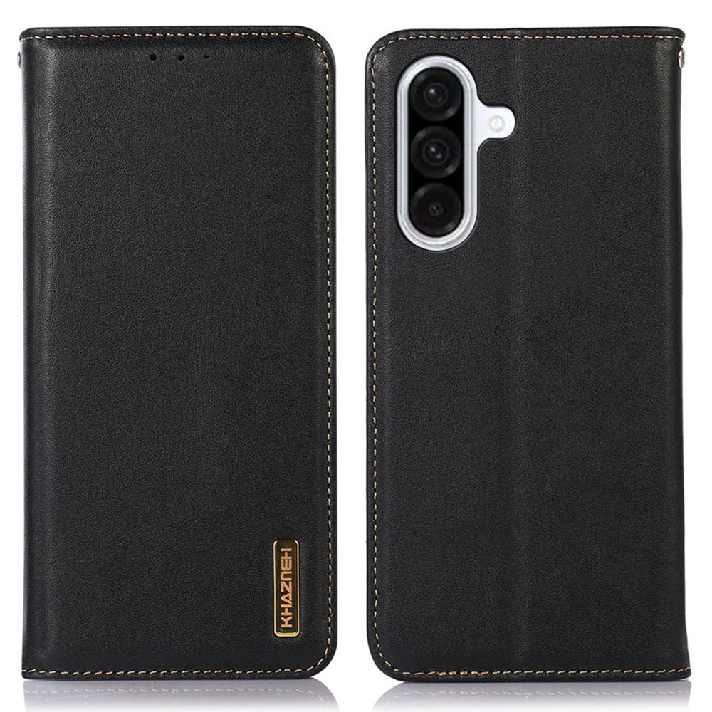 KHAZNEH Für Samsung Galaxy S25 FE Fall Brieftasche Echtes Kuh Leder Telefon Abdeckung Nappa Textur 