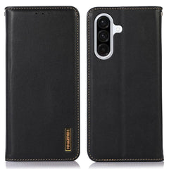 KHAZNEH For Samsung Galaxy S25 FE Case Wallet Genuine Cow Leather Phone Cover Nappa Texture