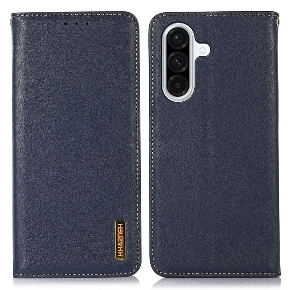 KHAZNEH For Samsung Galaxy S25 FE Case Wallet Genuine Cow Leather Phone Cover Nappa Texture