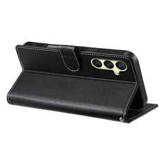 For Samsung Galaxy A17 5G / A26 5G Case Magnetic Snap Litchi Texture Leather Wallet Phone Cover with Wrist Strap