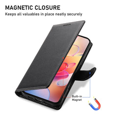 For Samsung Galaxy A17 5G / A26 5G Case Magnetic Snap Litchi Texture Leather Wallet Phone Cover with Wrist Strap