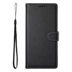 For Samsung Galaxy A17 5G / A26 5G Case Magnetic Snap Litchi Texture Leather Wallet Phone Cover with Wrist Strap