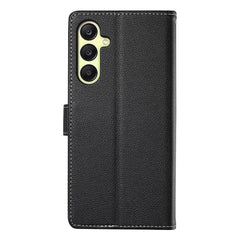 For Samsung Galaxy A17 5G / A26 5G Case Magnetic Snap Litchi Texture Leather Wallet Phone Cover with Wrist Strap
