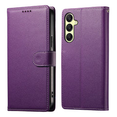 For Samsung Galaxy A17 5G / A26 5G Case Magnetic Snap Litchi Texture Leather Wallet Phone Cover with Wrist Strap