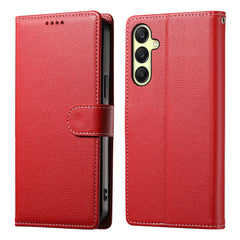 For Samsung Galaxy A17 5G / A26 5G Case Magnetic Snap Litchi Texture Leather Wallet Phone Cover with Wrist Strap