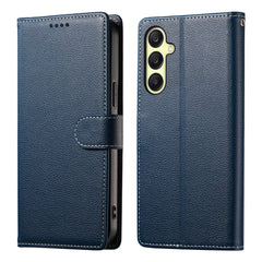 For Samsung Galaxy A17 5G / A26 5G Case Magnetic Snap Litchi Texture Leather Wallet Phone Cover with Wrist Strap